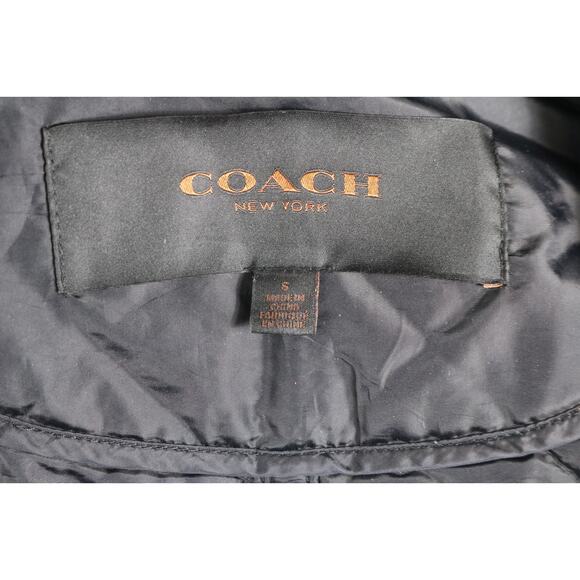 Coach Quilted Jacket Womens Small Black Diamond Puffer Zip Up Button - Picture 4 of 8
